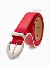 Ремень женский, 110x3 см, пряжка металл матовая, серебристая, красный