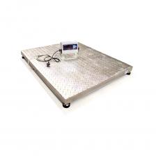 Весы напольные электронные простого взвешивания. Мах=1000 кг, Min=4000 г, е=200/500г. Весовой индикатор МИ ВДА/12ЯС. Индикация светодиодная. Платформа 1000х1000 мм, полностью из нерж. стали, тензодатчики нерж. IP-68. Шестипроводной бронированный кабель в оболочке из ПВХ пластиката с защитной металлической оплеткой - 4 метра. Функции: режим суммирования (ручное и автоматическое), режим процентного взвешивания, режим дозирования. Питание: от сети 220В/50Гц, аккумулятор 6В/4,5Ач.