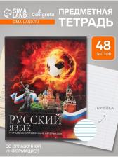 Тетрадь предметная 48 листов в линейку, Calligrata, «Футбол. Русский язык», серые листы
