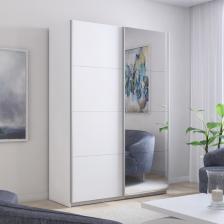 Шкаф-купе «Прайм», 1200x570x2300 мм, 2-х дверный, ЛДСП / зеркало, цвет белый снег