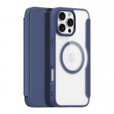 Прозрачный чехол книжка синего цвета с поддержкой MagSafe от Dux Ducis для iPhone 16 Pro Max, серия Skin X Pro Series Case