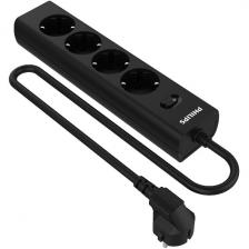 Сетевой фильтр Philips 4 розетки, кабель - 3 м, черный