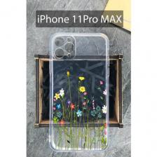 Силиконовый чехол Полевые цветы для iPhone 11 Pro Max / Айфон 11 Про Макс