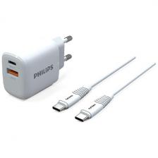 Сетевое зарядное устройство Philips PD25W + кабель USB C - USB C, белый (DLP2560DW/97)
