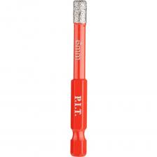 Алмазные коронки P.I.T. серии DRUA предназначены для сверления отверстий в керамограните, натуральном и искусственном камне, керамике, кирпиче и мраморе. Благодаря широкой алмазной кромке, выполненной по технологии вакуумного спекания алмазов, коронка имеет высокий ресурс и скорость сверления отверстий в материале. Шестигранный хвостовик 1/4" (6.35 мм) исключает проворачивание в патроне при высоких нагрузках и позволяет использовать коронки с дрелями и шуруповертами. Возможно использование коронок как для сухого, так и для мокрого сверления в безударном режиме. Использование охлаждающей жидкости позволяет увеличить срок службы коронки и скорость работы.