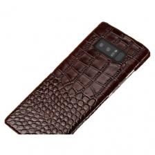 Чехол-накладка-бампер MyPads Premium для Samsung Galaxy Note 9 SM-N960 (Самсунг Галакси Ноте 9) из натуральной кожи с тиснением крокодила экзотическая неповторимая фактура ручная работа коричневый