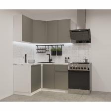 Кухонный гарнитур угловой «Лайн - 2», 1200x1400 мм, цвет белый/обсидиан/мрамор белый