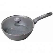 Сотейник 28 см. из алюминия с крышкой Kamille KM-4277GR с мраморным покрытием (28 см. / серый)