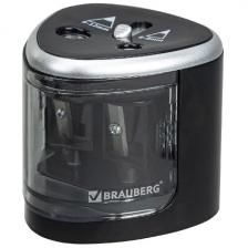 Точилка электрическая Brauberg DUAL, для 2 диаметров карандашей, 4 батарейки АА, черная (270581)