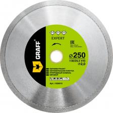 Профессиональный алмазный диск 250x10х2,0х30/25,4 мм GRAFF серии Expert для плиткореза для резки керамической плитки, природного камня, мрамора и керамогранита. Сегменты высотой 10 мм прикреплены к телу диска посредством горячего прессования, что обеспечивает надежное и долговечное соединение для еще большего срока службы диска. Толщина сегмента 2,0 мм, что позволяет делать сверхтонкий рез.Диск подходит как для сухой, так и мокрой резки c максимальной скоростью вращения 6100 об/мин.Параметры алмазного диска: 250 мм - диаметр диска, 25,4/30 мм - посадочный диаметр, 10 мм - высота режущего алмазного сегмента, 2,0 – толщина режущего сегмента.Диск может самозатачиваться за счет стирания слоя алмазной крошки во время работы. Для заточки необходимо сделать 2-3 реза по кремнию или абразивному камню.
