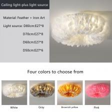 Современная Потолочная люстра с перьями светодиодный светодиодные подвесные светильники для гостиной, спальни, свадьбы, декоративный светильник, блеск для домашнего освещения