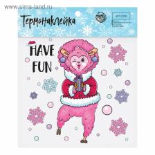 Термонаклейка для одежды новогодняя «Озорная лама», 15x15 см