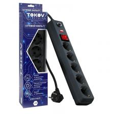 Удлинитель Сетевой фильтр Tokov Electric TKE-C05-SF5-1.8-ZV (5 розеток, длина кабеля 1,8м, с заземлением, с защитой от перенапряжения и перегрузок)