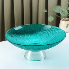 Ваза для фруктов «Фейерверк», 3.7 л, 33x13.5 см, стекло, цвет изумрудный