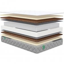 Матрас Sleeptek MAX Latex Cocos Double S500 160x190 см MSMLCDS500-160-190 имеет концентрированный блок независимых пружин, поэтому тело всегда получит правильную поддержку, несмотря на достаточную мягкость спальных поверхностей.Две умеренно мягкие спальные поверхности, обеспеченные натуральным латексом.Выраженная поддержка спины за счет слоев натуральной кокосовой койры. Наполнитель повторяет естественный S-образный изгиб позвоночника и поддерживает его в правильном положении.Независимый блок пружин усиливает ортопедические возможности матраса. Каждая пружина, а их здесь 500 штук на спальное место, работает как самостоятельная точка опоры. Система спиралей также отвечает за более плавное поступление нагрузки, благодаря чему матрас выдерживает вес до 120 кг на спальное место.Натуральный латекс передает спальным поверхностям максимальный комфорт и адаптивность. Упругий слой не только поддерживает тело, но и виртуозно подстраивается под все анатомические особенности спящего.Матрас поставляется в фирменном чехле MAX, который изготавливается из нежного и мягкого трикотажа. Бурлет украшает стильная велюровая обивка с удобными вшивными ручками.Матрас доставляется в удобном скрученном виде.