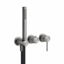 GESSI 316 Смеситель встраиваемый на 2 источника. с подводом воды, ручной лейкой, цвет Steel Brushed (внешняя часть)