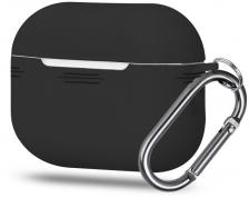 Чехол силиконовый с карабином для AirPods Pro 2, черный