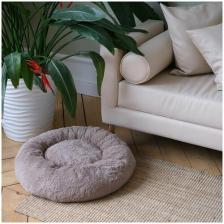 Пушистая лежанка d80 см +-5 см для крупных кошек и собак цвет дымчатый артикул PNL80