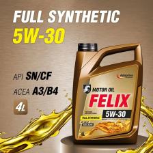 FELIX Масло моторное 5W-30 ACEA A3/B4, API SN/CF 4л 410000108 - Синтетическое моторное масло с максимально продленным ресурсом для бензиновых и дизельных двигателей легковых автомобилей и легкого коммерческого транспорта.Подходит для использования в двигателях с турбонаддувом и непосредственным впрыском. Комбинация базовых масел и НС-масел на основе технологии синтеза и присадок нового поколения гарантирует защиту двигателя от износа в широком диапазоне рабочих температур и нагрузок.Обеспечивает увеличенный межсервисный интервал, а также быстрый и лёгкий запуск двигателя при низких температурах. Синтетическое моторное масло с максимально продленным ресурсом для бензиновых и дизельных двигателей легковых автомобилей и легкого коммерческого транспорта. Подходит для использования в двигателях с турбонаддувом и непосредственным впрыском. Комбинация базовых масел и НС-масел на основе технологии синтеза и присадок нового поколения гарантирует защиту двигателя от износа в широком диапазоне рабочих температур и нагрузок. Обеспечивает увеличенный межсервисный интервал, а также быстрый и лёгкий запуск двигателя при низких температурах.