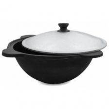 Узбекский чугунный казан (плоское дно) 4 л с крышкой Наманган