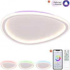 Светодиодная потолочная люстра Citilux ТRIO CL215B240E выполнена в современном стиле. Плоская форма и мягкие контуры делают её идеальным решением для модных интерьеров. Элегантный и минималистичный дизайн модели гармонично сочетается с высокими технологиями, предлагая вам не только основной свет, но и возможность создать уникальную атмосферу благодаря цветной RGB подсветке основания.С помощью пульта доступно: плавная регулировка яркости 10 - 100%; управление цветовой температурой 3000К - 5500К, позволяет настроить любые оттенки теплого, нейтрального и холодного света. Предусмотрены функции отсроченного выключения и ночного режима, 4 настраиваемых режима памяти, которые можно активировать с помощью настенного выключателя, а также различные режимы работы RGB подсветки. Радиопульт ДУ в комплекте. Питание пульта - 2 батарейки формата ААА(не входят в комплект).Корпус изделия металлический, окрашен белой матовой текстурной краской. Рассеиватель из оптического силикона. Мощность 55Вт, световой поток 3300Лм, индекс цветопередачи CRI>85. Тип крепления – планка, подходит для всех видов потолков и стен.•Опционально: при установке дополнительного смарт-модуля Citilux CLR1M (не входит в комплект, приобретается отдельно) светильник становится УМНЫМ. Используя сеть Wi-Fi, можно полноценно управлять всеми режимами работы светильника из приложения Citilux Smart со смартфона или планшета, а также с помощью голосовых помощников Алиса от Яндекс и Маруся