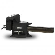 Тиски слесарные стальные с поворотным механизмом, съёмными губками, наковальней и зажимом для труб используются для четкой фиксации деталей во время резки, строгания, сверления, шлифования, сборки-разборки механизмов и узлов. Универсальный зажимной инструмент применяется на всех производственных предприятиях, в сборочных, ремонтных или обрабатывающих цехах. При производстве тисков RUNTEC используется только современное оборудование и высококачественные материалы. Строгое соответствие нормам безопасности и стандартам качества гарантирует длительный период эксплуатации и безопасную работу при соблюдении рекомендаций к использованию. Тиски изготовлены из качественной инструментальной стали. Массивная конструкция позволяет избегать деформации инструмента. Стандартные съемные рифленые губки выполнены из закаленной стали. Поворотный механизм позволяет разворачивать тиски на 360°. С помощью площадки-наковальни можно быстро отрихтовать нужную деталь. Дополнительные губки дают возможность зажимать цилиндрические детали (трубы или прутки). И прямые губки, и губки для труб сменные.