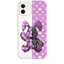 Прозрачный силиконовый чехол MustHaveCase для iPhone 12/12 Pro Bunny Розовый для Айфон 12/12 Про Противоударный