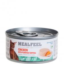 Mealfeel Влажный корм (консервы) для кошек, мусс из курицы с топпингом из тыквы, 85 гр.