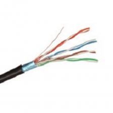 Экранированная витая пара (FTP) (бухты) EXEGATE Кабель FTP 4 пары кат.5e 100% медь,24AWG, экран, для внешней прокладки, с тросом, 305м, черный PE [EX241488RUS]