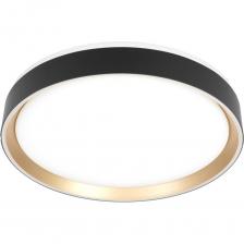 Светодиодный потолочный светильник Citilux BOSS CL751351G с яркой цветной RGB подсветкой всего плафона. Основание металлическое, корпус из чёрного полимера с декоративным элементом в цвете «матовое золото». Благодаря оригинальной конструкции, круглый светильник равномерно освещает помещение и дополнительно подсвечивает потолок, что придаёт пространству дополнительный объём. Мощность изделия 48 Вт, световой поток 4100 Лм. С помощью пульта дистанционного управления вы сможете плавно регулировать яркость (10–100%), менять цветовую температуру в диапазоне 3000–5500 К, что позволяет настроить любые оттенки теплого, нейтрального или холодного света. Цветная подсветка RGB имеет несколько режимов работы, погружая ваше пространство в яркие и насыщенные тона. Функция таймера — отсроченного выключения и 4 настраиваемых режима памяти — позволяют управлять светильником максимально комфортно. Накладной светильник подходит для всех видов потолков, в том числе натяжных. Тип крепления — через основание. Изделие комплектуется инфракрасным пультом ДУ. Для питания пульта применяются 2 батарейки формата ААА напряжением 1,5 V (не входят в комплект). Плоский потолочный светильник «Ситилюкс» BOSS CL751351G станет стильным дополнением для интерьера квартиры, студии, загородного дома или дачи. Легко обеспечит равномерное и мягкое освещение таких помещений, как гостиная, спальня, столовая, кухня или рабочий кабинет.