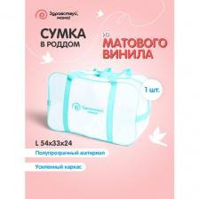 Сумка в роддом прозрачная готовая для мамы и малыша "здравствуй, мама!", цвет матовая-тиффани, одна большая сумка