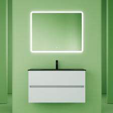 Мебель для ванной комнаты Sancos Urban 90 см белый глянец, черная раковина