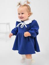 Платье для девочки с воротничком «Крошка Я. Муслин», 86-92 см, синее