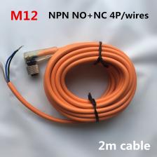 Разъемы датчика M12, 4 контакта/4 провода, NPN, 2 м, угловой кабель из ПВХ со светодиодным индикатором, водонепроницаемый разъем, костюм NO + NC-датчик