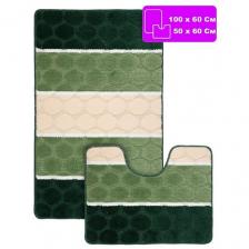 Комплект ковриков для ванной и туалета Vonaldi противоскользящий 60*100см и 50*60см, зеленый