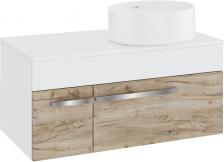 Тумба с раковиной Runo Вудлайн 85 подвесная, крафтовый дуб, раковина Palla 40