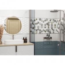 Edelweiss — коллекция, которая создает настроение. Формат плитки 300х600 мм с матовой поверхностью. Серия состоит из ровных базовых плиток в моноколорном синем и белом цвете, рельефной плитки сот в тех же цветах и белого декоративного массива на рельефе сот с узорами пэчворк и эффектом патины. Дополнением коллекции служат керамические бордюры черного, платинового и золотого цвета. Также гармоничным сочетанием к этой коллекции станет плитка в виде деревянных плашек с пропилами из коллекции Aurea и керамодоска в формате 200x900 мм. Такое количество элементов коллекции поможет создать индивидуальное пространство в современном стиле.