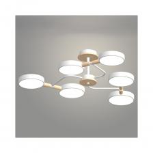 Люстра РОСТОК XI3271/6 WT+WOOD белый/дерево 108W LED 3000-6000K d800 h190, HN23 988371539