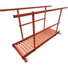 Диэлектрик Мост стеклопластиковый диэлектрический 2,5 метра (два поручня) Д471671 служит для безопасного перемещения персонала через траншеи, рвы, автомобильные ямы и прочие подобные углубления. Мост изготовлен из прочного и надежного диэлектрического материала, не подверженного ржавчине и гниению. Мост устанавливается по краям траншеи и оснащен анкерными кольцами для надежной фиксации в грунт. Транспортная длина моста 2,5 метра, высота поручней (если входят в комплект) 1 метр. В начале и на конце моста снизу установлены опоры во избежание проваливания моста в грунт. Ширина тетивы моста - 120мм. Данная модель оснащена двумя складными поручнями. Максимальная нагрузка - 250кг.