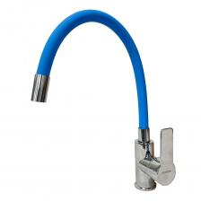 Смеситель для кухни DORON DC 2655BLUE-N, шаровый, синий, излив гибкий силиконовый, п/г 016298