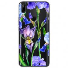 Чехол на Honor 9X / Хонор 9X с принтом Синие ирисы, прозрачный