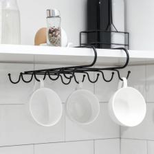 Держатель для кружек подвесной Доляна, на 10 предметов, 27.8x18.5x7.5 см, чёрный