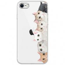 Силиконовый чехол на Apple iPhone SE 2020 / Айфон SE 2020 "Котики", прозрачный