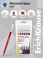 Фломастеры 6 цветов ErichKrause «light», в футляре с европодвесом