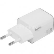 Сетевое зарядное устройство Hoco N47 Glorious, USB-C, 30Вт, 3A, белый [pd30w 35370]