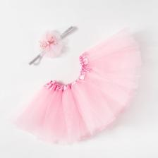 Набор Крошка Я Любимый цветочек юбка и повязка на голову 3-18 мес, розовый