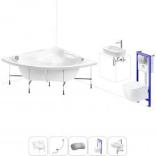 Комплексное предложение для обустройства ванной комнаты. Каждый элемент набора продуман и отвечает лучшим сантехническим решениям для ежедневного комфорта, максимальной гигиены и гарантирует надежный и безопасный монтаж. ВАННА ИЗ ЛИТЬЕВОГО АКРИЛА ОТ LAVINIA BOHO Акриловая ванна Elegant производится в размерах 140*140, 150*150 см и монтируется в угол ванной комнаты. Вместительная чаша идеально подходит для людей высокого роста и крупного телосложения, а также для принятия ванны вдвоем. Благодаря отлитому сиденью с высокой спинкой в угловой части купели можно выбрать оптимальное положение для проведения гигиенических процедур. Широкие площадки на бортиках — идеальное место для размещения часто используемой косметики и предметов гигиены. Усиленный армированный корпус отлично сохраняет форму и не деформируется при нагрузках и наполнении чаши горячей водой. ПРОЧНЫЙ КАРКАС ИЗ СТАЛИ Ванна монтируется на усиленный стальной каркас и стабилизируется креплениями к стене. Конструкция надежно фиксирует чашу и равномерно распределяет динамическую нагрузку до 500 кг. Регулировка опор по высоте нивелирует перепады уровня пола на различных поверхностях. СИФОН С ПОВЫШЕННОЙ ФУНКЦИОНАЛЬНОСТЬЮ Автоматический слив-перелив Useful Extras от Wellsee с донным клапаном click-clack и съемной накладкой на перелив изготовлен из полипропилена повышенной прочности. Накладка на перелив и крышка донного клапана выполнены из латуни. Функция верхней очистки позволяет с легкостью устранять возможные засоры, а плоский гидрозатвор служит барьером для неприятных канализационных газов и занимает минимум места под ванной. ПОДГОЛОВНИК НА САМОКЛЕЯЩЕЙСЯ ЛЕНТЕ Подголовник на ванну от Wellsee из вспененного полиуретана с гелевой структурой гипоаллергенен и безопасен для здоровья человека. Благодаря волнообразной форме и высокой эластичности подушка мгновенно адаптируется к изгибам тела, равномерно распределяет нагрузку в шейно-воротниковой зоне. Поверхность изделия не впитывает влагу и запахи, что гарантирует высокий уровень гигиены и износостойкость при продолжительном контакте с водой. ПОДВЕСНОЙ УНИТАЗ LAVINIA BOHO СО 100% ОТКРЫТЫМ КРАЕМ Безободковая чаша One из санфарфора со скрытым креплением обладает повышенной прочностью и износостойкостью, не скапливает грязь и сокращает рост бактерий. Стенки качественно омываются с первого смыва без брызг, что обеспечивает 100% гигиеничность и простоту в уходе за изделием. При мощном каскадном смыве выделения сразу попадают в воду и блокируются жидкостью, минимизируя распространение неприятных запахов. Сиденье с крышкой из дюропласта со встроенными в петли демпферами опускаются мягко и бесшумно. Установить или снять конструкцию можно всего за несколько секунд одним нажатием. Изделие выдерживает нагрузку до 400 кг и имеет более 100.000 циклов открывания/закрывания. УНИВЕРСАЛЬНАЯ ИНСТАЛЛЯЦИЯ С БЕСШОВНЫМ БАЧКОМ Инсталляционная система Lavinia Boho Relfix с универсальным креплением позволяет производить не только стандартный «прямой» монтаж рамы к стене, но и осуществлять «поворотный» монтаж, вплоть до установки в угол помещения. Цельнолитой бачок системы изготовлен из долговечного полимерного материала HDPE и изолирован от конденсационной влаги. Все соединительные элементы бачка для подключения инсталляции к трубопроводу изготовлены из латуни. ДИСПЕНСЕР ДЛЯ ДЕЗОДОРАЦИИ Дозатор для дезинфицирующих средств поддерживает гигиену унитаза и аромат свежести в туалетной комнате. При каждом смыве с водой поступает одинаковое количество дезинфицирующего средства, которое равномерно распределяется по чаше унитаза. УЛЬТРАТОНКАЯ КЛАВИША СМЫВА Клавиша изготовлена из высококачественного пластика с антибактериальным покрытием SanitiZed и легко очищается от загрязнений. Механизм активации смыва рассчитан на 200.000 циклов (или 15 лет бесперебойной работы). ЗВУКОИЗОЛЯЦИОННАЯ ПАНЕЛЬ Шумоизоляционная пластина Lavinia Boho RelFix снижает шум воды, сливаемой из бачка инсталляционной системы. Дополнительно панель служит амортизирующей прослойкой между керамикой и плиткой и защищает поверхности от повреждений. УМЫВАЛЬНАЯ ЗОНА С КЕРАМИЧЕСКОЙ РАКОВИНОЙ L