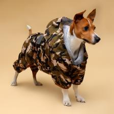 Комбинезон для собак, демисезонный, с подкладом, размер М, ДС 27, Ог 42, см, камуфляжный