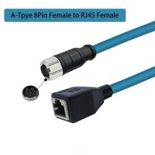M12 4-контактный/8-контактный разъем для удлинительного кабеля RJ45 «папа/гнездо» A/D/X Код к разъему RJ45 Провод Промышленная гигабитная сетевая линия