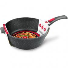 Сотейник НЕВА МЕТАЛЛ ПОСУДА Сотейник Нева Металл 24 см высокий Каменная Черный гранит со съемной ручкой, диаметр 24 см, 44х24 см